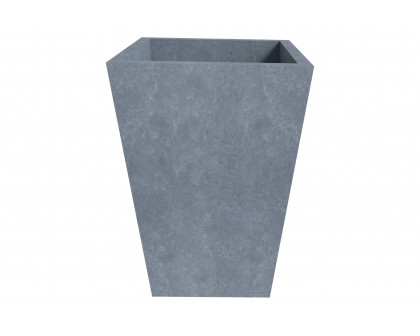 LeisureMod Serene Modern Fiberstone and Clay Planter - Tapered Square Plant Pot with Drainage Holes - Aged Concrete