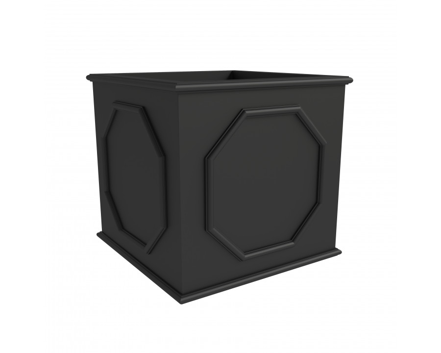 LeisureMod Sprout Modern 22" Cube Planter in Fiberstone and Clay - Black