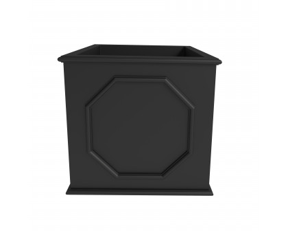 LeisureMod Sprout Modern 22" Cube Planter in Fiberstone and Clay - Black