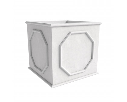 LeisureMod Sprout Modern 8" Cube Planter in Fiberstone and Clay