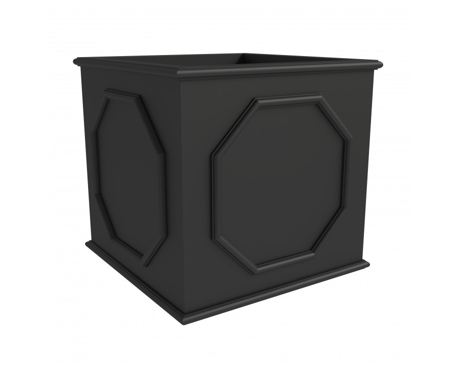 LeisureMod Sprout Modern 26" Cube Planter in Fiberstone and Clay - Black