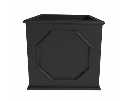 LeisureMod Sprout Modern 26" Cube Planter in Fiberstone and Clay - Black