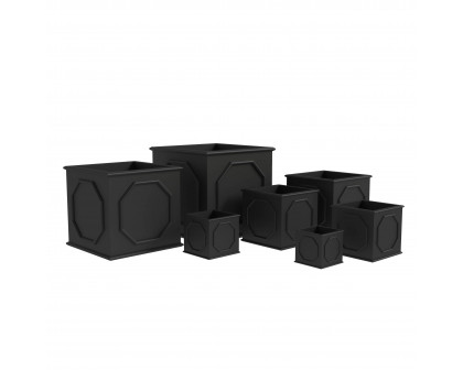 LeisureMod Sprout Modern Square Planters Pot in Fiberstone (Set of 7)