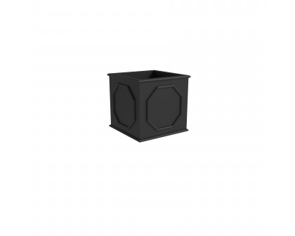 LeisureMod Sprout Modern 8" Cube Planter in Fiberstone and Clay - Black