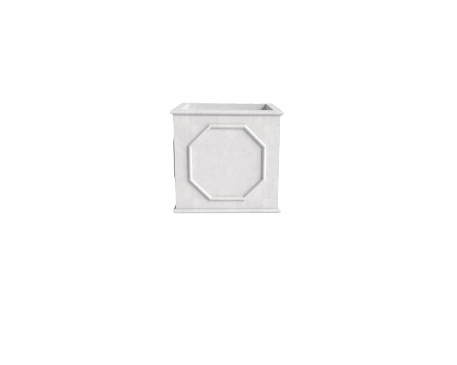 LeisureMod Sprout Modern 8" Cube Planter in Fiberstone and Clay - White