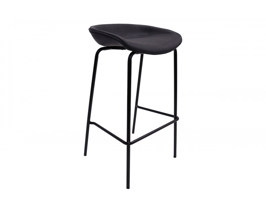 LeisureMod Servos Modern Barstool with Upholstered Faux Leather Seat - Black