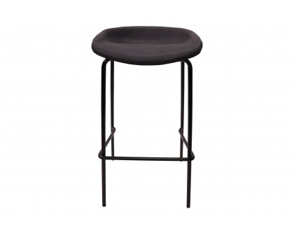 LeisureMod Servos Modern Barstool with Upholstered Faux Leather Seat - Black