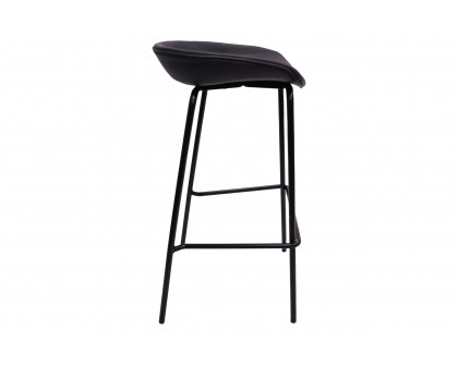 LeisureMod Servos Modern Barstool with Upholstered Faux Leather Seat - Black