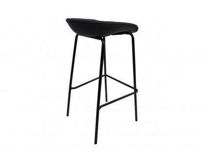 LeisureMod Servos Modern Barstool with Upholstered Faux Leather Seat - Black