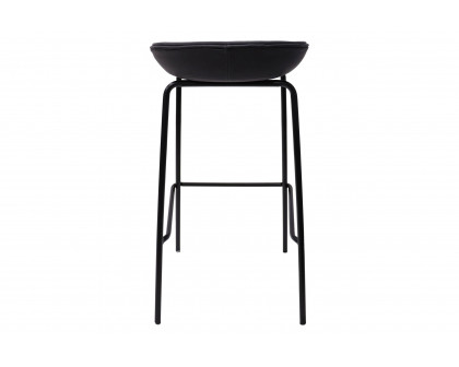 LeisureMod Servos Modern Barstool with Upholstered Faux Leather Seat - Black