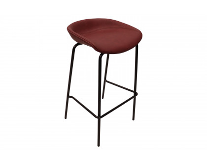 LeisureMod Servos Modern Barstool with Upholstered Faux Leather Seat