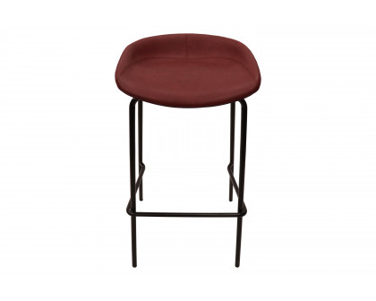 LeisureMod Servos Modern Barstool with Upholstered Faux Leather Seat - Bordeaux