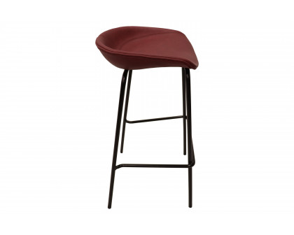 LeisureMod Servos Modern Barstool with Upholstered Faux Leather Seat - Bordeaux