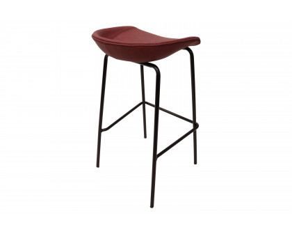 LeisureMod Servos Modern Barstool with Upholstered Faux Leather Seat - Bordeaux