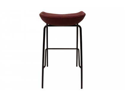 LeisureMod Servos Modern Barstool with Upholstered Faux Leather Seat - Bordeaux