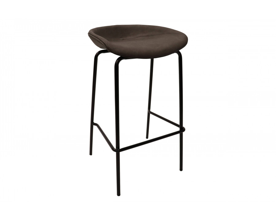 LeisureMod Servos Modern Barstool with Upholstered Faux Leather Seat - Elephant Gray