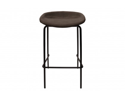 LeisureMod Servos Modern Barstool with Upholstered Faux Leather Seat - Elephant Gray