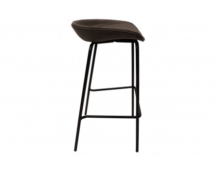 LeisureMod Servos Modern Barstool with Upholstered Faux Leather Seat - Elephant Gray