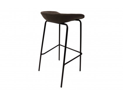 LeisureMod Servos Modern Barstool with Upholstered Faux Leather Seat - Elephant Gray