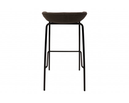 LeisureMod Servos Modern Barstool with Upholstered Faux Leather Seat - Elephant Gray