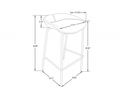 LeisureMod Servos Modern Barstool with Upholstered Faux Leather Seat - Elephant Gray