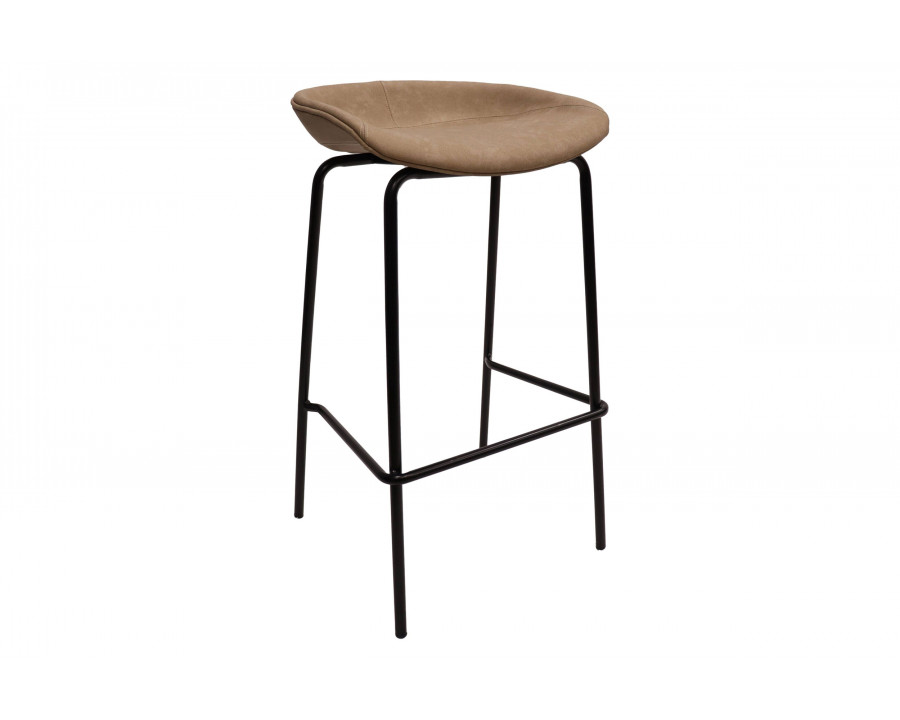 LeisureMod Servos Modern Barstool with Upholstered Faux Leather Seat - Sand Brown