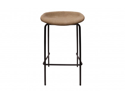 LeisureMod Servos Modern Barstool with Upholstered Faux Leather Seat - Sand Brown