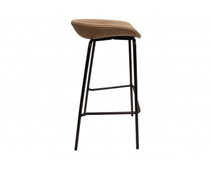 LeisureMod Servos Modern Barstool with Upholstered Faux Leather Seat - Sand Brown