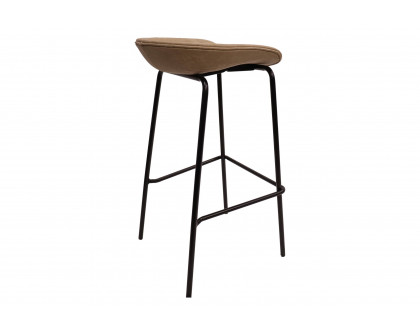 LeisureMod Servos Modern Barstool with Upholstered Faux Leather Seat - Sand Brown