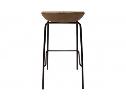 LeisureMod Servos Modern Barstool with Upholstered Faux Leather Seat - Sand Brown