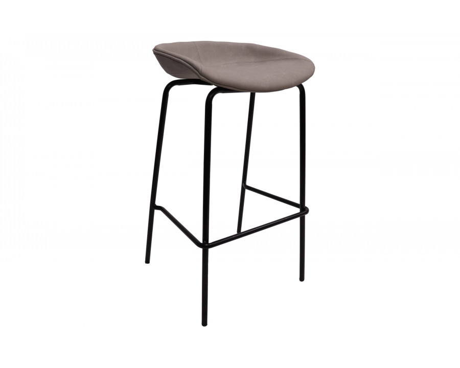 LeisureMod Servos Modern Barstool with Upholstered Faux Leather Seat - Light Gray