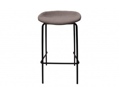 LeisureMod Servos Modern Barstool with Upholstered Faux Leather Seat - Light Gray