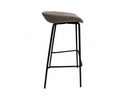 LeisureMod Servos Modern Barstool with Upholstered Faux Leather Seat - Light Gray