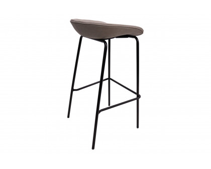 LeisureMod Servos Modern Barstool with Upholstered Faux Leather Seat - Light Gray