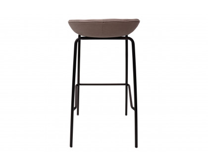 LeisureMod Servos Modern Barstool with Upholstered Faux Leather Seat - Light Gray