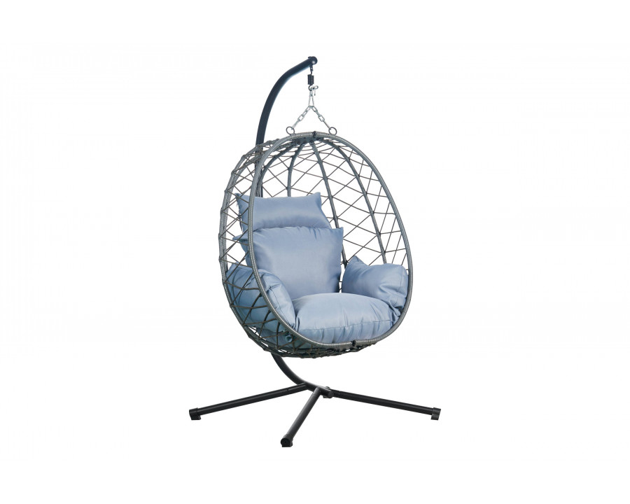 LeisureMod Summit Modern Outdoor Single Person Egg Swing Chair with Removable Cushions - Charcoal