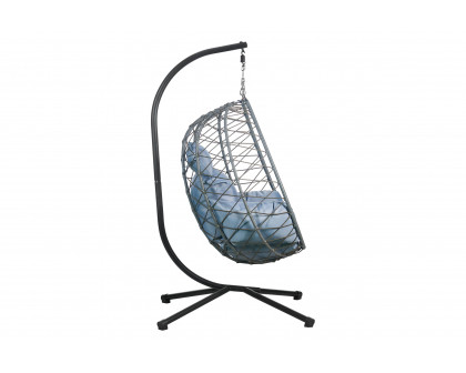 LeisureMod Summit Modern Outdoor Single Person Egg Swing Chair with Removable Cushions - Charcoal