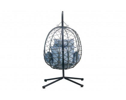 LeisureMod Summit Modern Outdoor Single Person Egg Swing Chair with Removable Cushions - Charcoal