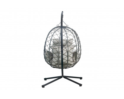 LeisureMod Summit Modern Outdoor Single Person Egg Swing Chair with Removable Cushions - Gray