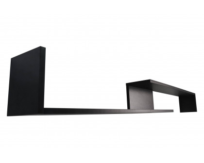 LeisureMod Surrey Modern TV Stand with MDF Shelves and Bookcase - Ebony