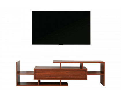 LeisureMod Surrey Modern TV Stand with MDF Shelves and Bookcase - Walnut