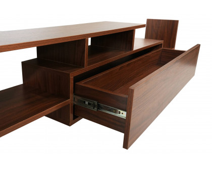 LeisureMod Surrey Modern TV Stand with MDF Shelves and Bookcase - Walnut