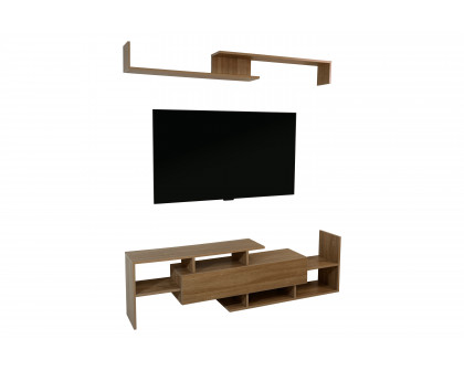 LeisureMod Surrey Modern TV Stand with MDF Shelves and Bookcase