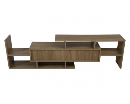 LeisureMod Surrey Modern TV Stand with MDF Shelves and Bookcase - Oak Wood