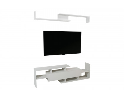 LeisureMod Surrey Modern TV Stand with MDF Shelves and Bookcase