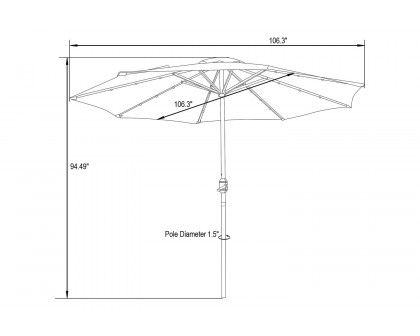 LeisureMod Sierra 9" Outdoor Patio Tilt Market Umbrella with Solar Led Lights - Beige