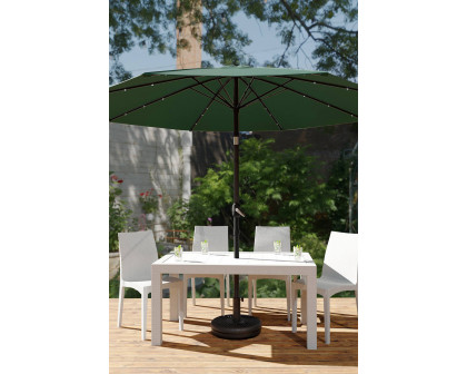 LeisureMod Sierra 9" Outdoor Patio Tilt Market Umbrella with Solar Led Lights - Green