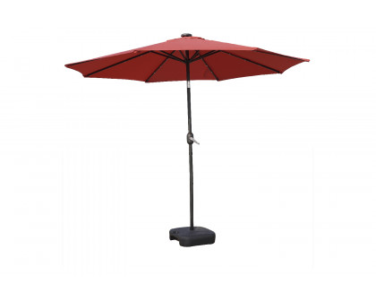 LeisureMod Sierra 9" Outdoor Patio Tilt Market Umbrella with Solar Led Lights