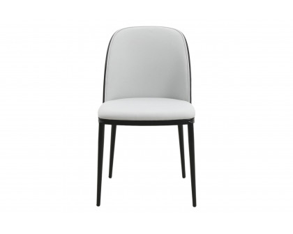 LeisureMod Tule Mid-Century Modern Dining Side Chair with Powder-Coated Steel Frame - Black/Platinum Blue