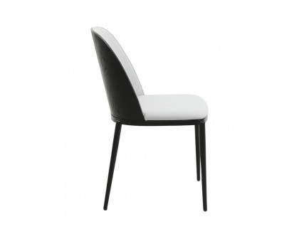 LeisureMod Tule Mid-Century Modern Dining Side Chair with Powder-Coated Steel Frame - Black/Platinum Blue